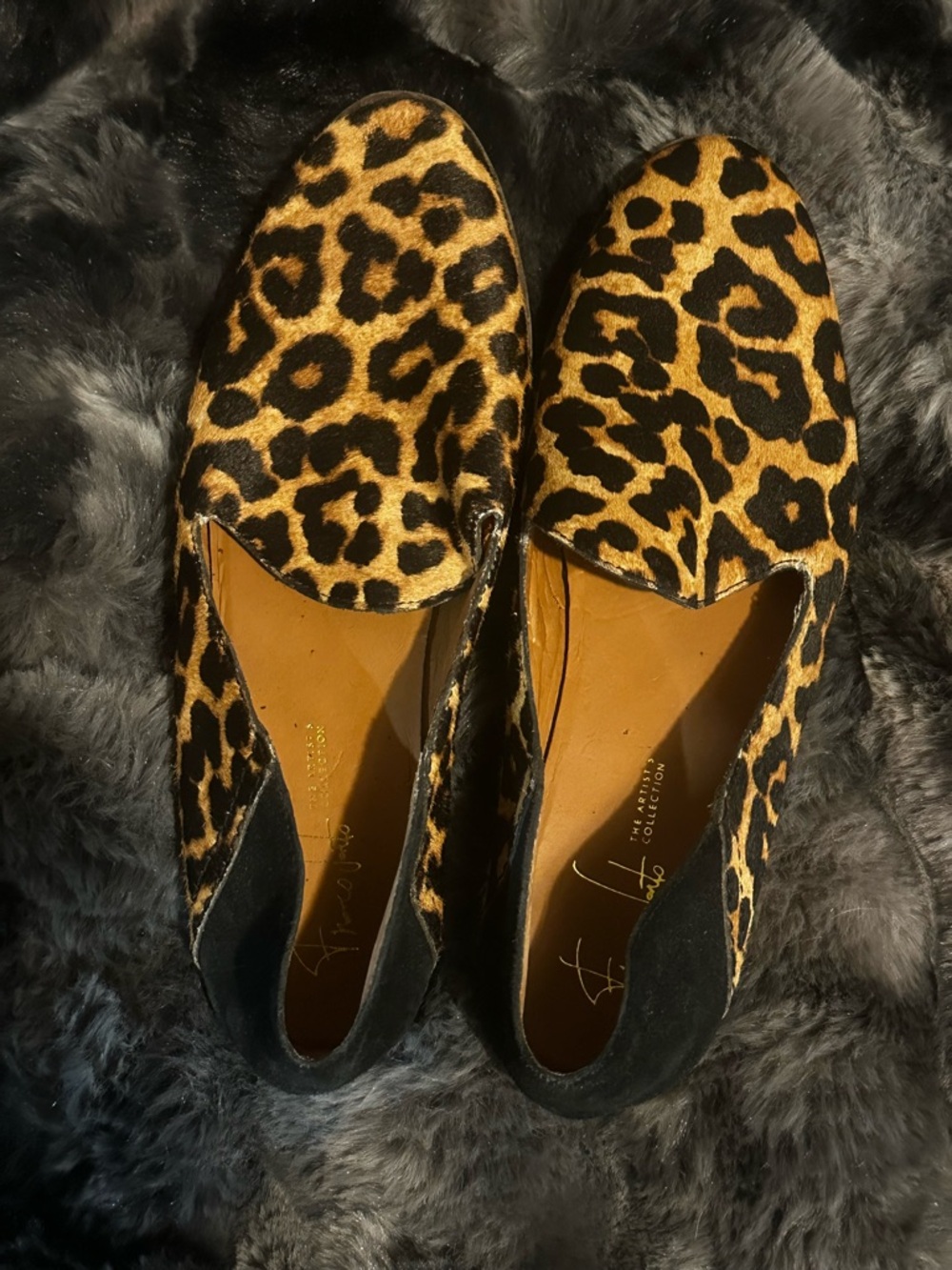 Franco Sarto leather Leopard Print Slip-On Loafers